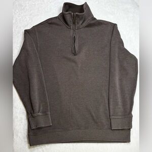 Van Heusen L unisex brown cotton‑blend quarter‑zip pullover, soft